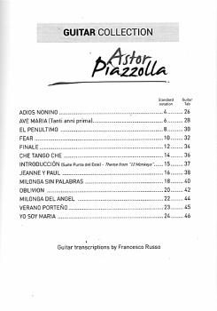 Preview: Piazzolla, Astor: Guitar Collection für Gitarre solo, Noten Inhalt