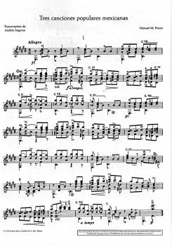 Preview: Ponce, Manuel, Maria: 3 Canciones Populares Mexicanas für Gitarre solo, Noten Beispiel