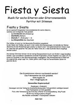 Preview: Pusak, Jörg: Fiesta y Siesta, spanische Musik für 6 Gitarren oder Gitarrenensemble, Noten Inhalt