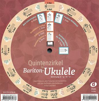Preview: Circle of fifths for ukulele/baritone ukulele for the tunings g-c-e-a and d-g-b-e - fingering chart, baritone