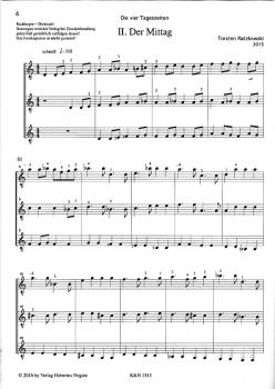 Preview: Ratzkowski, Torsten: Die 4 Tageszeiten - The 4 times of a day for 3 guitars or guitar ensemble, notes sample, the noon