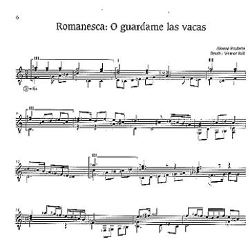 Preview: Reif, Werner: Lautenstücke der Renaissance Spanien für Gitarre solo, Noten Beispiel