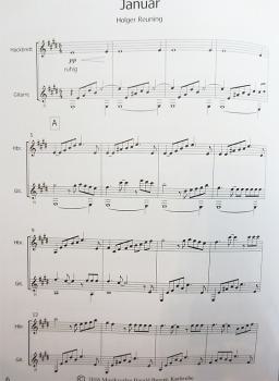 Preview: Reuning, Holger: Die Zwölf Monate Band 1 - Januar bis Juni, für Gitarre und Hachbrett oder anderes Melodieinstrument, noten Beispiel
