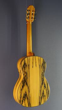 Preview: Klassische Gitarre Ricardo Moreno, Modell C-E Fichte, Konzertgitarre mit massiver Fichtendecke und weißem Ebenholz, Rückseite