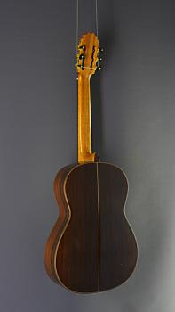 Preview: Ricardo Moreno C-P 63 Fichte, Konzertgitarre mit 63 cm kurzer Mensur - spanische Gitarre mit massiver Fichtendecke und Palisander an Zargen und Boden, Rückseite