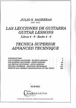 Preview: Sagreras, Julio: Guitar Lessons 4-6, Advanced Technique for Guitar, Gitarrenschule Band 4 bis 6