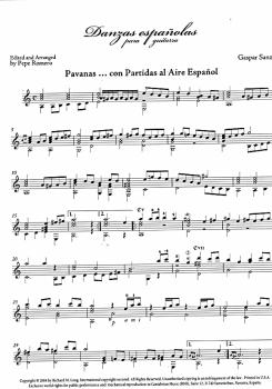 Preview: Sanz, Gaspar: Danzas Espanolas für Gitarre solo, ed. Pepe Romero, Noten Beispiel
