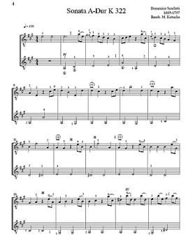 Preview: Scarlatti, Domenico: Sonata A-Dur, K.322 und K.323 für 2 Gitarren, Noten Beispiel