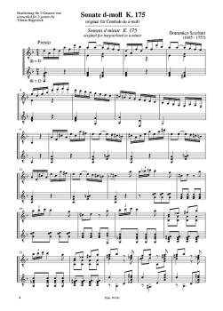 Preview: Scarlatti, Domenico: 2 Sonaten, K.175 und K.492 für 2 Gitarren, Noten Besipiel