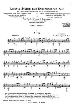 Preview: Scheit, Karl: Leichte Stücke aus Shakespeares Zeit Band 1, Noten für Gitarre solo Beispiel