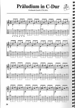 Preview: Das Klassische Gitarrenbuch, herausgegeben von Stephan Schmidt, Gitarre solo, Noten und Tabulatur Beispiel