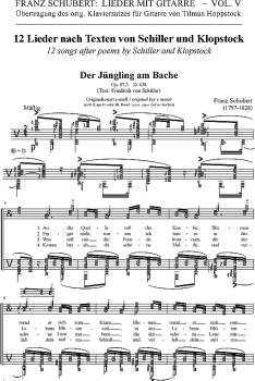 Preview: Schubert, Franz: 12 Lieder nach Texten von Schiller und Klopstock für Tenor und Gitarre - Lieder mit Gitarre Band 6, Noten Beispiel