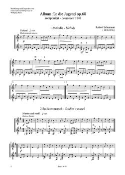 Preview: Schumann, Robert: Album für die Jugend Vol. 1, Nr, 1-24, für 2 Gitarren, Noten Beispiel