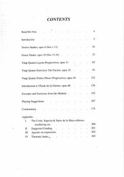 Preview: Sor, Fernando: The Complete Studies für Gitarre solo, Noten Inhalt