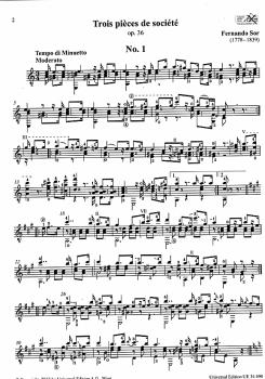 Preview: Sor, Fernando: Trois Pièces de Société op.36 für Gitare solo, Noten, Neue Karl Scheit Edition Beispiel