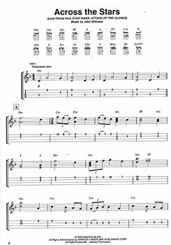 Preview: Star Wars für Ukulele solo, Noten und Tabulatur, mit Akkorden Beispiel