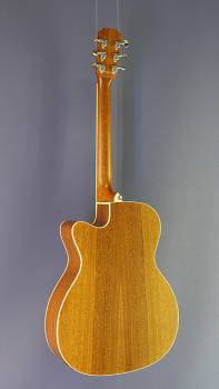 Preview: Akustikgitarre mit Tonabnehmer J.N. EZRA, Westerngitarre mit massiver Zederdecke, OM Form, sunburst, Rückseite