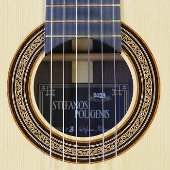 Preview: Stefanos Poligenis, Meistergitarre, Double Top Lattice, Fichte, Palisander, Mensur 65 cm, Baujahr 2023, Rosette, Schild