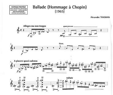 Preview: Tansman, Alexandre: Oeuvres pour Guitare, Hommages für Gitarre solo, Noten Beispiel