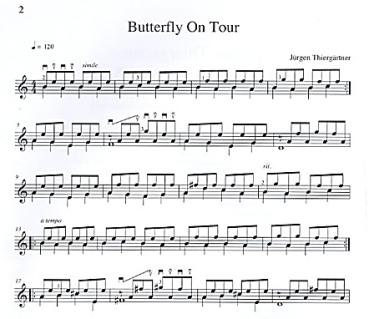 Preview: Thiergärtner, Jürgen: Butterfly on Tour für Mandoline solo, Noten Beispiel