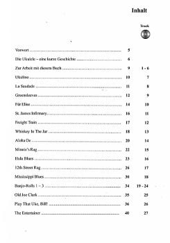 Preview: Funk, Peter: Ukulino - 15 Fingerpicking Hits für Ukulele, Tabulatur Inhalt