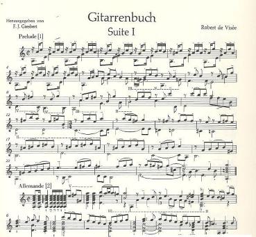 Preview: Visée, Robert de: Livre de Guitare, Noten für Gitarre Beispiel