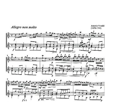 Preview: Vivaldi, Antonio: Sonate C-Dur für Mandoline und Gitarre, Noten Beispiel