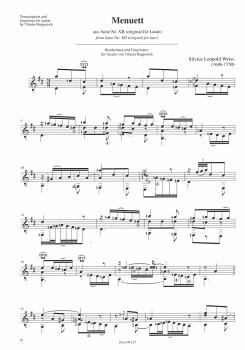 Preview: Weiss, Silvius Leopold: Tombeau sur la mort de de M. Comte de Logy & Menuett für Gitarre solo, Noten Beispiel