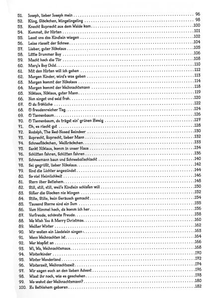 100 Kinderlieder - Children's Songs for Guitar - Christmas, songbook content