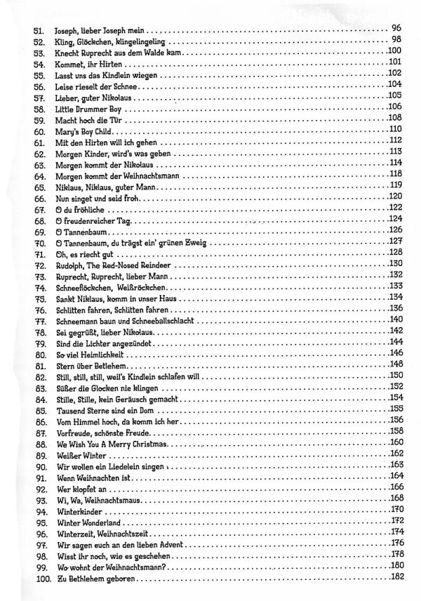 100 Kinderlieder für Ukulele - Weihnachten, Songbook, Liederbuch Inhalt