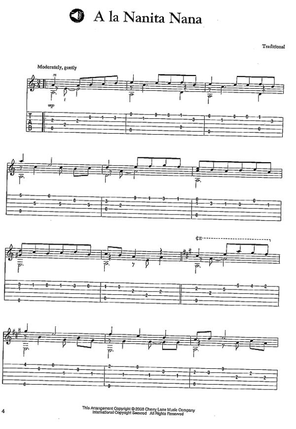 30 Easy Spanish Guitar Solos, notes and tab sample
