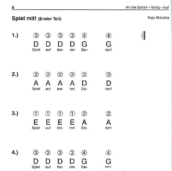 Brzoska, Ingo: An die Saiten fertig los, Mandoline/ Mandola Schülerheft, Mandolineneschule Klassenmusik Beispiel