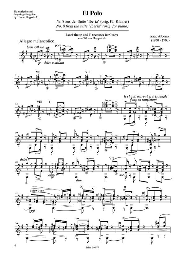 Albéniz, Isaac: El Polo & Tango for guitar solo, sheet music sample