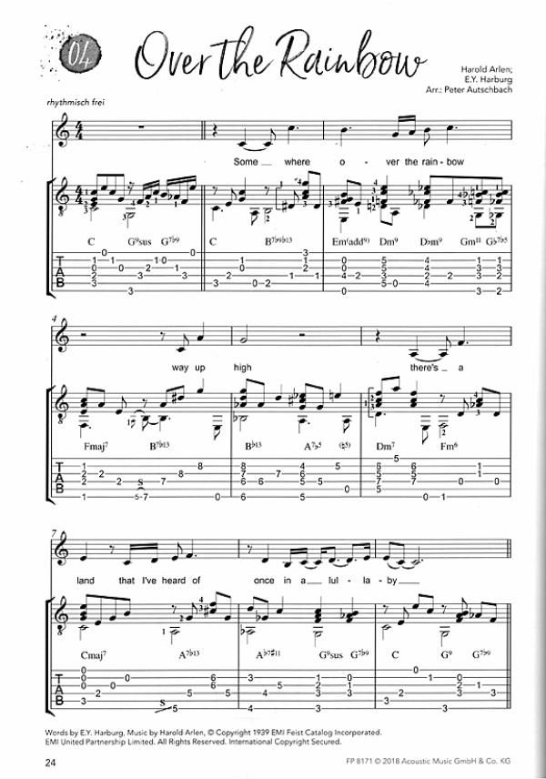 Autschbach, Peter: Meine Lieblingsstücke, 15 Fingerstyle Pieces for guitar solo, sheet music sample