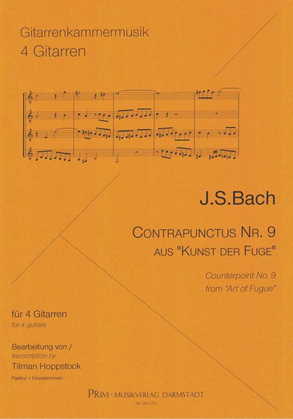 Bach, Johann Sebastian: Contrapunctus No. 9 from The Art of Fugue for guitar quartet or guitar orchestra, sheet music