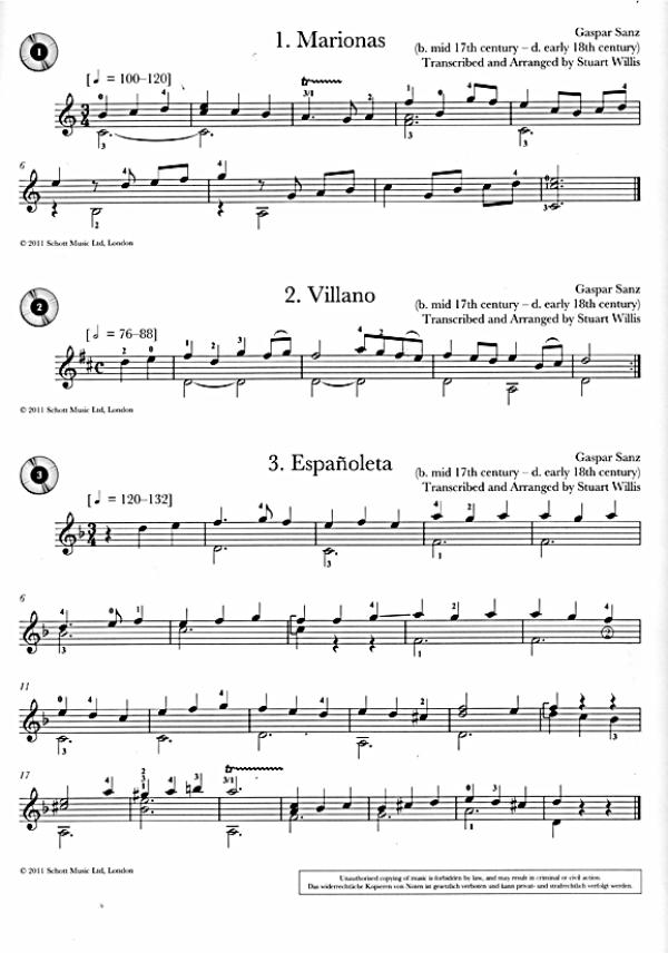 Baroque Guitar Anthology Vol. 1, Barock Sammlung für Gitarre solo, Noten Beispiel
