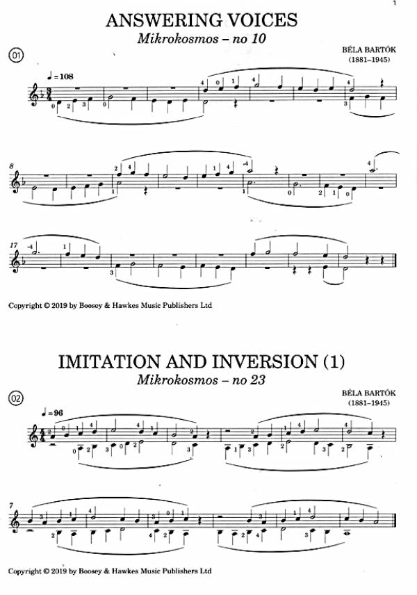 Bartok for Guitar, sheet music fo guitar solo and duet sample