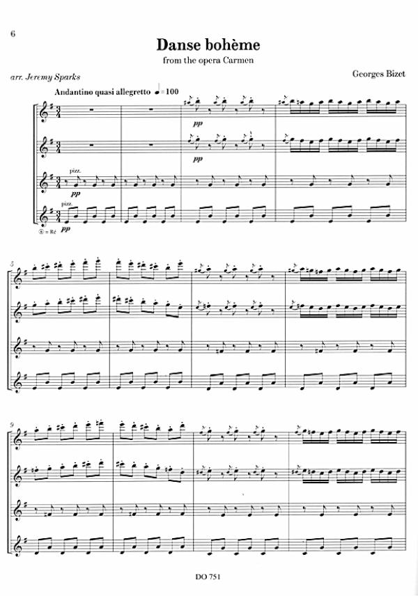 Bizet, Georges: Selections from Carmen Vol. 1 for 4 guitars, sheet music sample