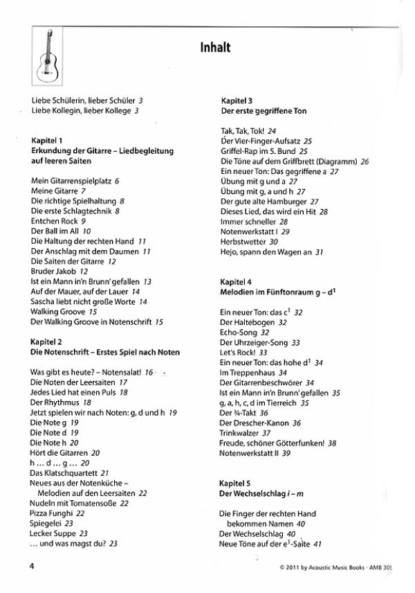 Buschmann, Jochen, Voelker, Clemens: Die Gitarrenklasse - guitar method for class room music, student notebook, sheet music content