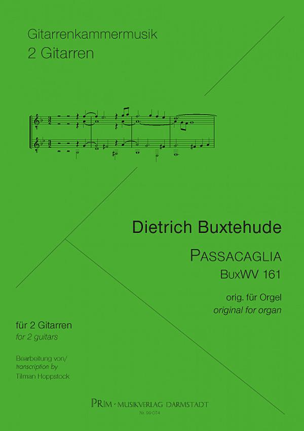Buxtehude, Dietrich: Passacaglia BuxWV161 in g minor for 2 guitars, sheet music for guitar duo