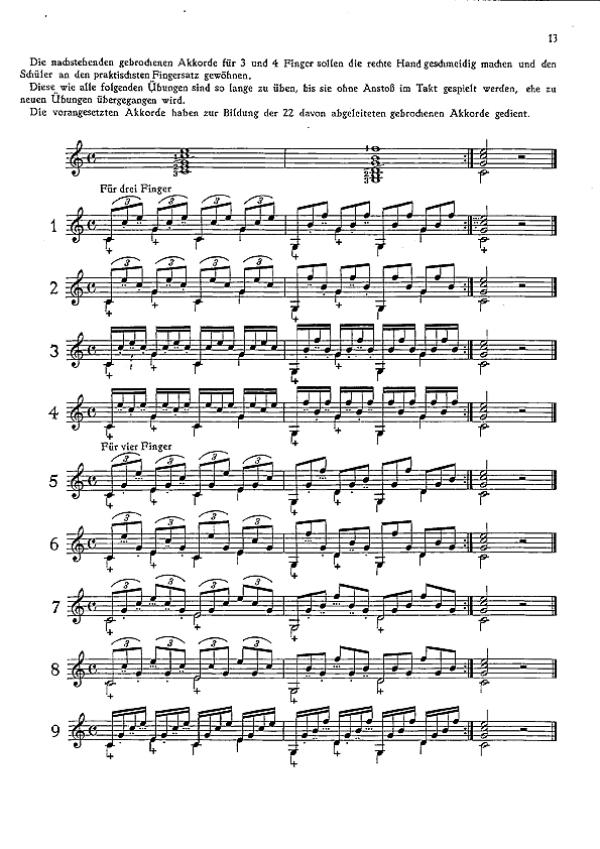 Carcassi, Matteo: Gitarrenschule 1, Noten, Lehrwerk, Beispiel
