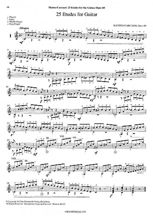 Carcassi, Matteo: Melodic and progressive studies op. 60, notes sample