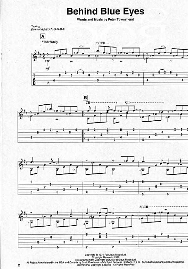 Classic Rock for Classical Guitar solo, Gitarre solo Noten und Tabulatur Beispiel
