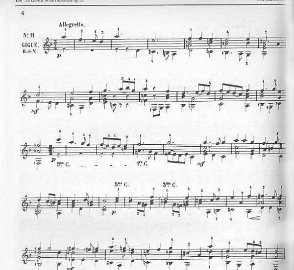 Coste, Napoléon: The Complete Works Vol.2, Noten für Gitarre solo; Notenbeispiel