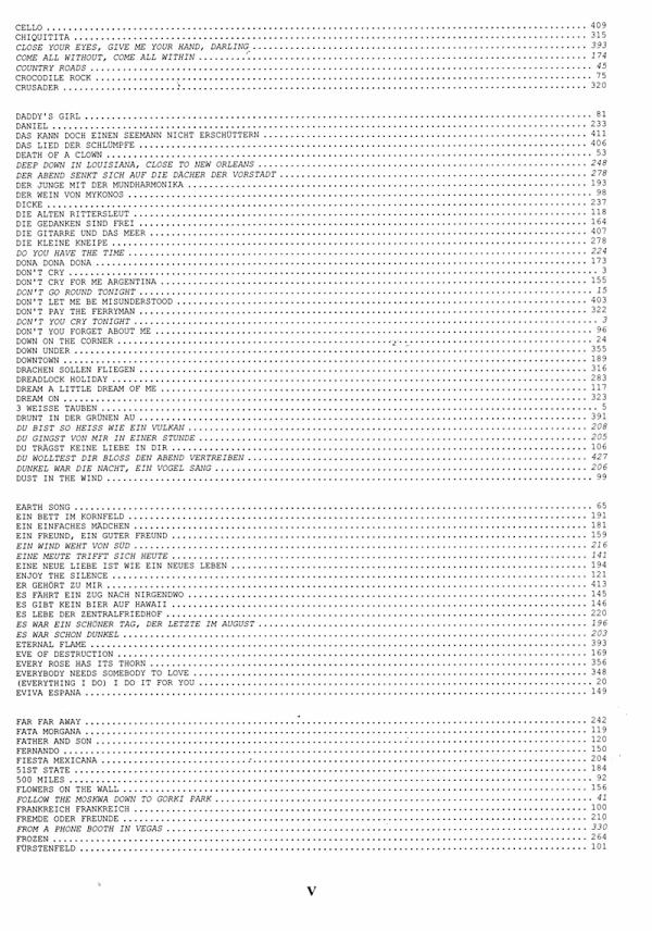 Das Ding Vol. 1 - Songbook, content