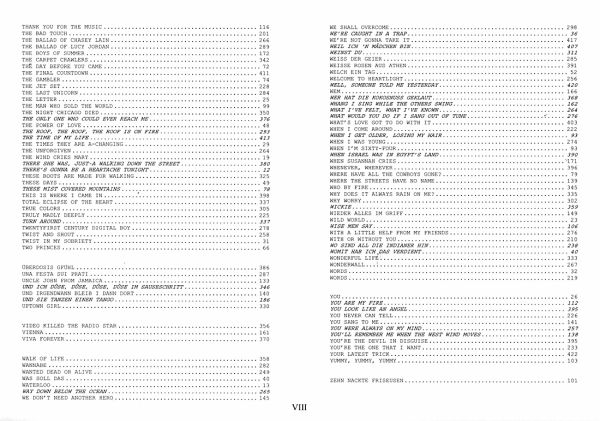 Das Ding Band 2 mit Noten - Kultliederbuch, Songbook für Gitarre, Melodie, Text und Akkorde Inhalt