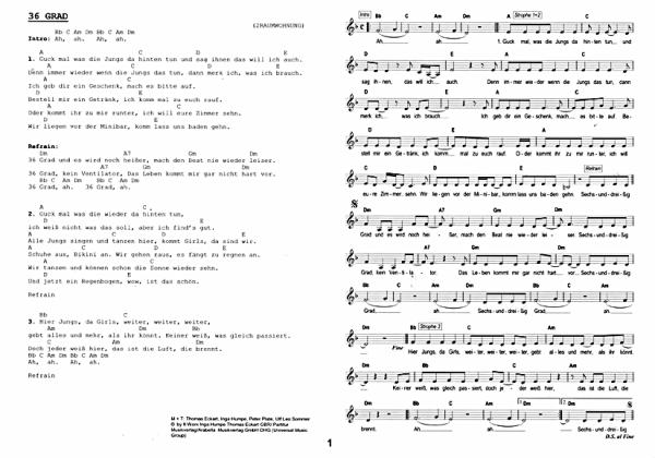 Das Ding 4, Songbook for guitarand chords