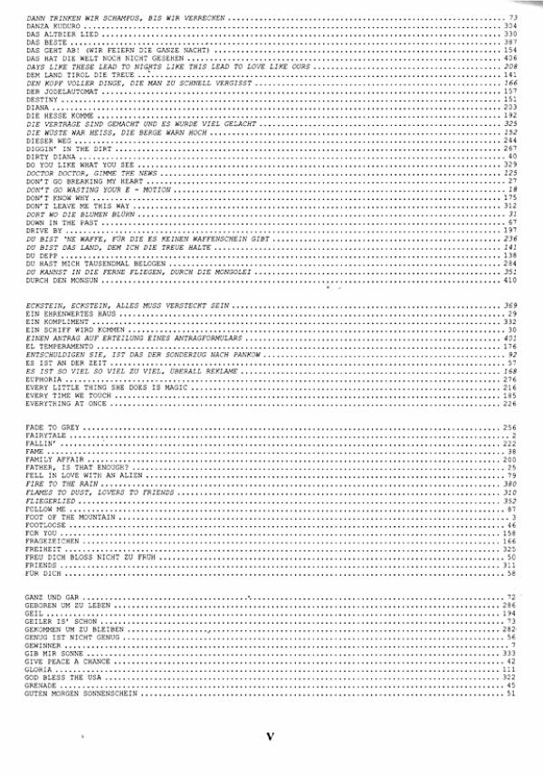 Das Ding 4, Songbook for guitar content