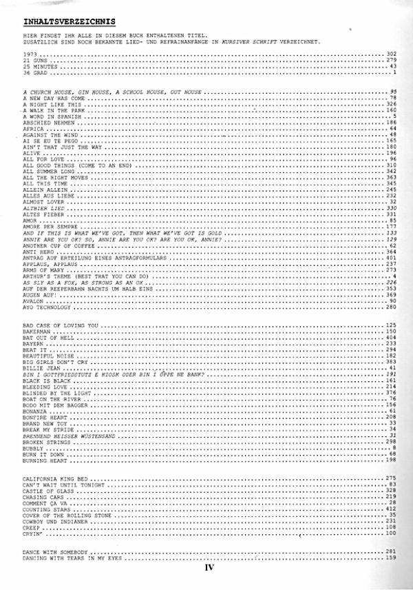 Das Ding 4, Songbook for guitar content