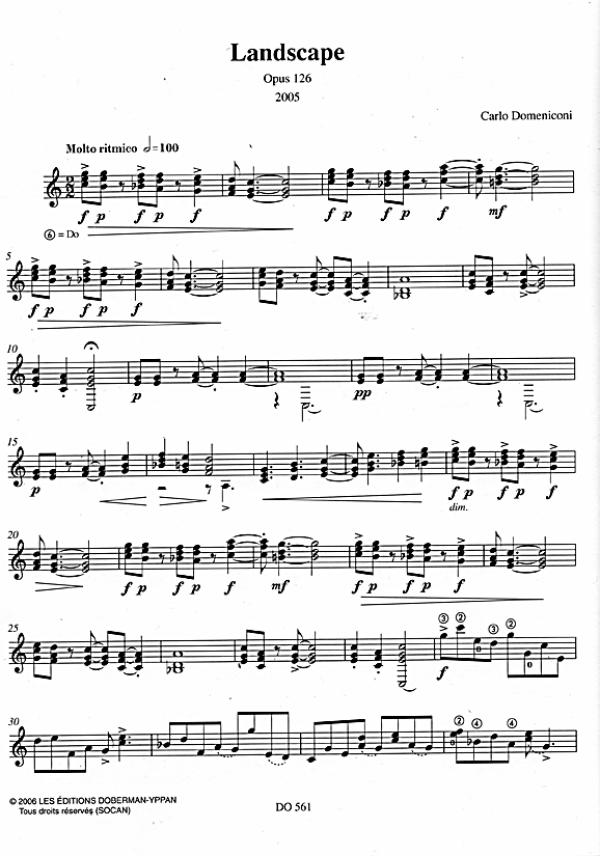 Domeniconi, Carlo: Landscape op. 126 for guitar solo, sheet music sample